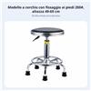 Sgabello Regolabile con Schienale e Ruote Impermeabile per Officina, Bar,