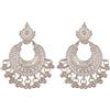 Touchstone Indian Bollywood Desire Tribal Boho Chic Moon Chandbaali Tema Perline di metallo Appesi Orecchini di gioielli di design in tono argento per le donne.