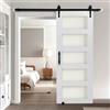 VEVOR Porta Scorrevole 762 x 2134 mm Pannello in MDF e Vetro Satinato, Kit per Porta Scorrevole con Ferramenta Guida Telaio a H per Casa Divisorio Spazio Soggiorno Bagno Camera da Letto, Bianco