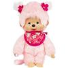 BANDAI Monchhichi Bandai Peluche Pinky Sakura Rosa - Morbidissima peluche 20 cm per bambini, adulti - Scimmietta Iconica degli Anni '80 - Giocattolo per Bambini dai 2 anni in su - 24289