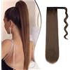 Dcbaboo Coda Capelli Extension Lisci 55cm Posticci per Capelli Extension Coda Capelli Finti Clip Coda di Cavallo Dritti Code Finte per Capelli Sintetici Lunghi Wrap Ponytail per Donna, Castagna