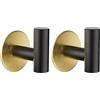 YUET 2 Pezzi Ganci Portasciugamani Adesivi in SUS 304 Acciaio Inox Rotondo Gancio Appendiabiti da Parete Autoadesivo per Cucina e Bagno Asciugamani Muro Accappatoio Accessori (Nero Oro)
