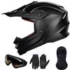 ILM Casco Motocross Bambino Set con occhiali guanti maschera ATV Off Road Go Kart DOT ECE Modello Z705,Matte Black,M