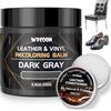WYCOON Kit Riparazione Pelle Grigio Scuro - Tintura Liquida, Vernice, Crema Colorante e 100ml di Crema di Manutenzione per Divani, Mobili, Sedili Auto | Ripristina e Protegge Cuoio Graffiato e Sbiadito