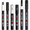 Posca Pennarello indelebile a base d'acqua, multi superficie, PC-1MR, PC-1M e PC-3M, set da 6 pezzi, colore: bianco e nero