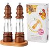Reiwosee Set di macine per sale e pepe con base in legno massiccio, forma di faro | Spessore Regolabile classiche macine manuali per spezie in stile retro per cucine cucinare ristoranti barbecue 2pcs 8pollici