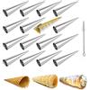 Joyeee 16 stampi in corno color crema con spazzola per la pulizia, in acciaio inox, forma di cannoli per la cottura di conchiglie di cannoli, pasticceria croccante, 12.7 cm di grandi dimensioni