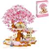 CDLIZW Sakura Albero Casa Costruire Blocco,690 Pezzi Set Costruzione Bonsai Sakura,Kit Di Costruzione Dell'albero Di Sakura,Kit di Piante Artificiali,Regalo per Adulti Adolescenti