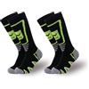 PRS Calze Bambino Ragazzo da Sci Termiche, Confortevoli, Ergonomiche, Termocotone, Calza da Montagna e Snowboard, 2 Paia Nero