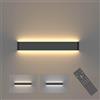 Klighten Applique da Parete LED Interno Dimmerabile con Telecomando, Lampada da Parete Decorativo Mordern, per Soggiorni, Camere da letto, Bagno, 800-2000 Lumen, 3000K-6000K, 20W, 61cm, Nero