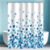 Lerores - Tenda per doccia e vasca da bagno, 80x180 cm, con petali di fiore blu, bordo pesante, resistente alla muffa, impermeabile, lavabile, in poliestere, con occhielli e 6 anelli per tende da