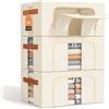 NiuBeBe Scatole per Armadio Rigide: Contenitori per Armadio Cerniera - Piumone Lenzuola Organizzatore Armadio - Scatole per Vestit (Beige 3x24L)