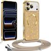 Phoona Cover per iPhone 18 Pro Max/iPhone 17 Pro Max con Cordino,Oro | Glitter Antiurto Silicone Protezione,Compatibile con MagSafe Cover con Cordino,Anti Graffi,Non Ingiallente