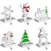 Ginbel Direct Set di 6 supporti per calze di Natale per mantello, ganci per calze con fiocco di neve, pupazzo di neve, albero, cervo, renna, ganci pesanti per caminetto, finestre, decorazioni per