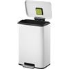 EKO Madison - Pattumiera da Cucina, 50 l, con Pedale e Coperchio a Chiusura Morbida, Colore: Bianco Opaco, in Acciaio Inox Anti-Impronta, Cestino Moderno e Robusto, Grande capacità per Il Riciclaggio