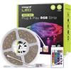 Integral Striscia LED RGB da 5 m, cambia colore, dimmerabile, sincronizzazione musicale, Tuya WiFi Smart App & telecomando, plug and play con spina UK - per camera da letto, soggiorno, ufficio, cucina
