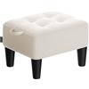 SONGMICS Sgabello Pouf Contenitore, Poggiapiedi in Velluto, Imbottitura Spessa, Portata Fino a 150 kg, per Soggiorno, Camera da Letto, Ingresso, Beige Cappuccino e Nero Inchiostro LOM501W01