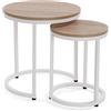 VERSA Megan Tavolino Ausiliario per Soggiorno, Tavolino Moderno, Insieme di 2, Misure (A x L x l) 48 x 45 x 45 cm, Legno e Metallo, Colore Bianco e Marrone
