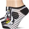 Disney Women's Mickey Mouse 5 Pack No Show, Black Stripe Multi, Fits Sock Size 9-11 Fits Shoe Size 4-10.5