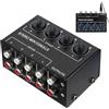 PORFOYO Mixer audio stereo, mixer passivo, mixer audio stereo a 4 canali con controllo del volume indipendente, mixer DJ compatto per studio, club, bar, strumenti misti e PC