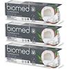 Biomed Dentifricio al cocco naturale superwhite per sbiancamento delicato, sapore tropicale - 100 g (confezione da 3) - Nuova formula e sapore (la confezione può variare)