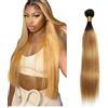Zeslaerr Human Hair Bundles Sew in Bundles Human Hair Extension Capelli Hair 1B27 Ombre Blonde Straight Unprocessed Virgin Extension Capelli Veri Low Tangle Minimal Smell 1 Bundle 16 Inch