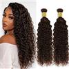 Lakaisa Water Wave Human Hair Bundles Capelli Umani Extensions Sew in Hair #4 Chocolate Brown Real Hair Extensions 2 Bundles Unprocessed Human Hair for Women 30 30 Pollici