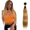 Zeslaerr Human Hair Bundles Sew in Bundles Human Hair Extension Capelli Hair 1B27 Ombre Blonde Straight Unprocessed Virgin Extension Capelli Veri Low Tangle Minimal Smell 1 Bundle 12 Inch