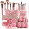 XINYUNXIN Set di 40 pennelli professionali da trucco e kit per la cura della pelle, set completo di strumenti per il trucco con spugne cosmetiche, borsa portaoggetti, fascia per fondotinta, cipria, correttori