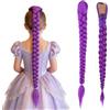 FOSDICK Trecces Viola Parrucca Donna, Parrucca Cosplay Anime Treccia Viola Bambina, 26 Braiding Hair Extension Capelli Treccine, Parrucche Treccia Finta per Festa Halloween Costume Cosplay Quotidiano