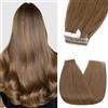 Silk-co Extension Adesive Capelli Veri Biadesivo 10 Fasce Biadesive 60cm 25g Tape Ins Invisibili Marrone Chiaro