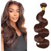 Zeslaerr Human Hair Bundles Sew in Bundles Human Hair Extension Capelli Hair Black Body Wave Unprocessed Virgin Extension Capelli Veri Low Tangle Minimal Smell 1 Bundle 16 Inch