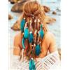Zoestar Cerchietto con piume e piume, stile indiano, tribale, con nappa, accessorio per capelli per donne e ragazze (D)