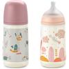 Suavinex, Set 2 Biberon Anti-Colica da 270 ml, con Tettarella Fisiologica in Silicone SX Pro, Flusso Medio (M), con Valvola Anti-Colica, per Bambini +3 Mesi. Rosa
