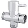 Tyenaza Valvola Deviatrice Doccia G1/2 a 3 Vie, Deviatore a Forma di T, Valvola Adattatore a T per Doccetta, Deviatore Rubinetto Colonna 3 Vie per Doccetta a Spruzzo Fissa