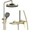 YYBAO Oro Spazzolato Colonna Doccia con Miscelatore, Kit Doccia a Muro Set Doccia con 32.5cm Soffione e Doccetta a 4 Funzioni, Altezza Regolabile Sistema Doccia, for Bagno
