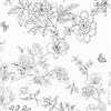 ICYEHAO Carta da Parati Floreale in Bianco e Nero, 44 x 500 cm Carta da Parati con Fiori e Uccelli Foglie Jungle Farfalle Piante Bosco Pellicola Adesiva per Mobili,Camera da Letto,Soggiorno,Bagno,Cucina