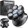 kensen Rasoio Testa Calva Uomo Zero Assoluto 2 Velocità 7D Rasoio Capelli Uomo 0 mm Impermeabile Cordless 100 Minuti di Autonomia Rasoio Elettrico Testa Calva Uomo con Display LED & USB-C Nero