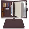 Wonderpool Portadocumenti A4 PU Pelle con 4 Anelli Portadocumenti Multi Documento con Raccoglitore Rimovibile per Appunti e Tasca Funzionale per Organizzatore Ufficio Viaggi Scuola (Marrone)