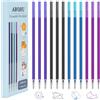 ABOHU 12 Pezzi Refill per Penna Gel Cancellabile, Ricariche Cancellabili Compatibili con Legami, Nero/Blu/Viola/Azzurro Cielo Altezza 13cm, Punta 0,7mm, Inchiostro Termosensibile scuola vita quotidia