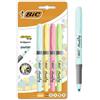 BIC Intensity, Highlighter Grip, Evidenziatori Pastello Colorati, Tecnologia Anti-Essicazione e Punta a Scalpello, 4 Unità, Cancelleria Scuola