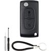 Dstarymnix 2 Tasti Guscio Chiave Auto, CE0536 cover chiave auto pieghevole compatibile con Peugeot 107 207 307 307S 308 407 607 2BT e per Citroën C2 C3 C4 C5 C6 C8, con attrezzi e anello in pelle