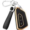 OFF WE GO Custodia Chiave Cover Chiave Guscio Chiavi per VW Golf 8 ID3 ID4 GTI MK8 Seat Leon MK4 Ateca Tarraco Skoda Octavia 8 Coprichiave Macchina Copri Chiavi Telecomando Portachiavi, Oro Nero