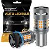 NHHEO P21/5W 1157 BAY15D Lampadina LED Ambra CANBUS Senza Errori 4000LM Resistenza Anti Iper Flash Super Luminoso con Ventola 2057 2357 7528 per Luci dei Freni Segnali di Direzione(2PCS)