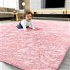 smiry Tappeto a pelo lungo, morbido, lavabile, antiscivolo, per corridoio, soggiorno, cameretta dei bambini, camera da letto, colore rosa, 120 x 160 cm