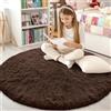 smiry Tappeto a pelo lungo, morbido, lavabile, antiscivolo, moderno, morbido, per corridoio, soggiorno, cameretta dei bambini, camera da letto, caffè, 120 x 120 cm, rotondo