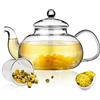 Kyraton 1000ml Teiera in vetro con Infuser rimovibile e Blooming e Loose Leaf Tea Maker Set, piano cottura e forno a microonde Bollitore per tè sicuro.