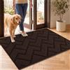 Biscpro Zerbini per Ingresso Interno,60x90cm Tappetino Antiscivolo Lavabile in Lavatrice,Zerbino d'Ingresso Polipropilene Assorbenti per Interno,Ingresso,Esterno,Corridoio,Balcone-Coffee