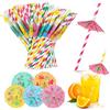 FORETOGO 100 Pezzi Cannucce per Cocktail Cannucce a Forma di Ombrello | Decorazioni per Cocktail Divertenti Ombrellini Cannucce Cocktail per Frullati,Succhi,Cocktail e Bevande Calde