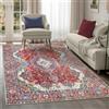 artyrugs Tappeto Lavabile in Lavatrice, 200x290cm, 75% Cotone Riciclato, Pelo Corto, Fondo Antiscivolo, Tappeti per Soggiorno, Camera da Letto, Cucina, Corridoio, Ufficio, Bordeaux & Blu